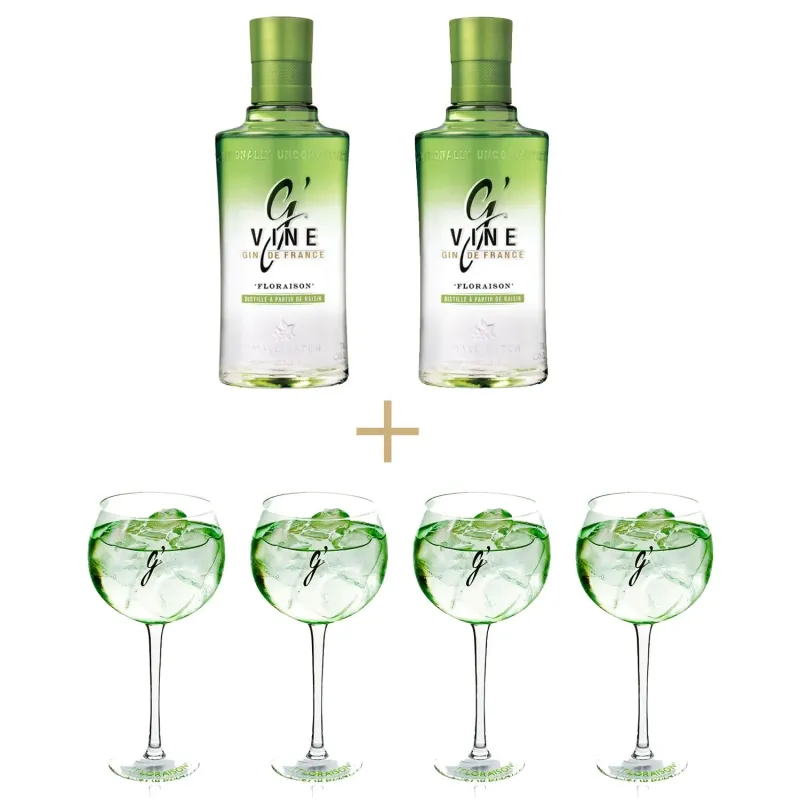 2 BOTELLAS GIN G'Vine Floraison +  4 COPAS