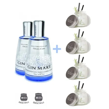 Pack 2 Botellas Gin Mare + 4 Tarros Med Cocktails