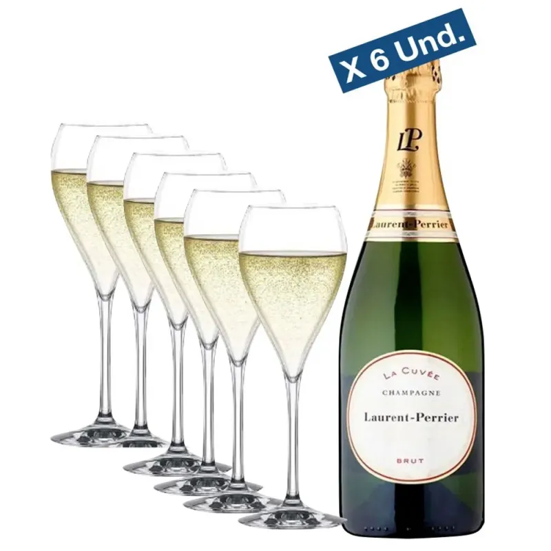 Pack 6 Botellas Laurent-Perrier La Cuvee + 6 Copas