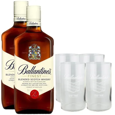 Estuche 2 Ballantine's + 4 Vasos