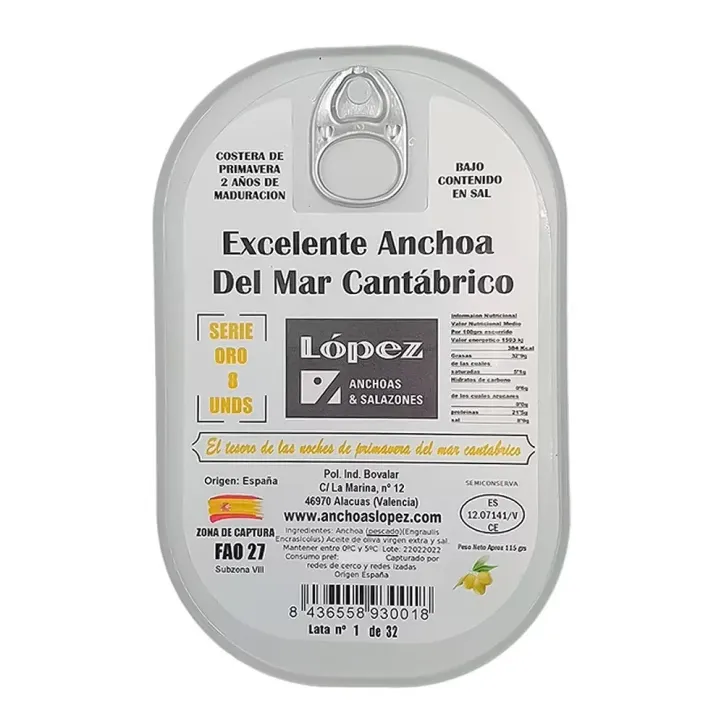 Anchoa López Cantábrico Lata 8 Unidades