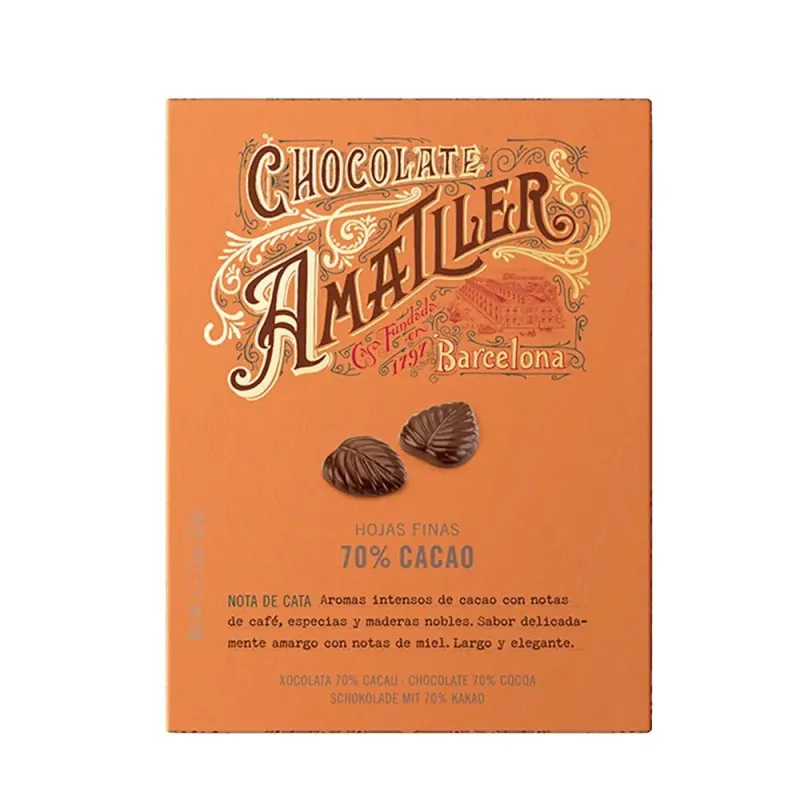 Únicos Hojas de chocolate 70% 60gr. Amatller