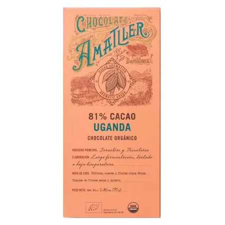 Tableta Chocolate Amatller 81% cacao Uganda 70g