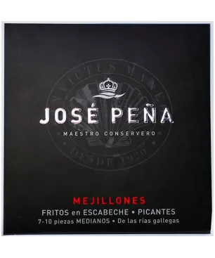Mejillones Jose Peña Fritos Escabeche 7/10 Medianos Picantes Premium 110gr
