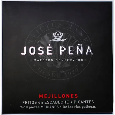 Mejillones Jose Peña Fritos Escabeche 7/10 Medianos Picantes Premium 110gr