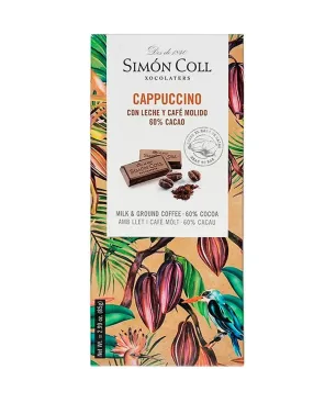 Tableta Cappuccino Con Leche y Cafe Molido 60% Cacao Simon Coll. 85gr