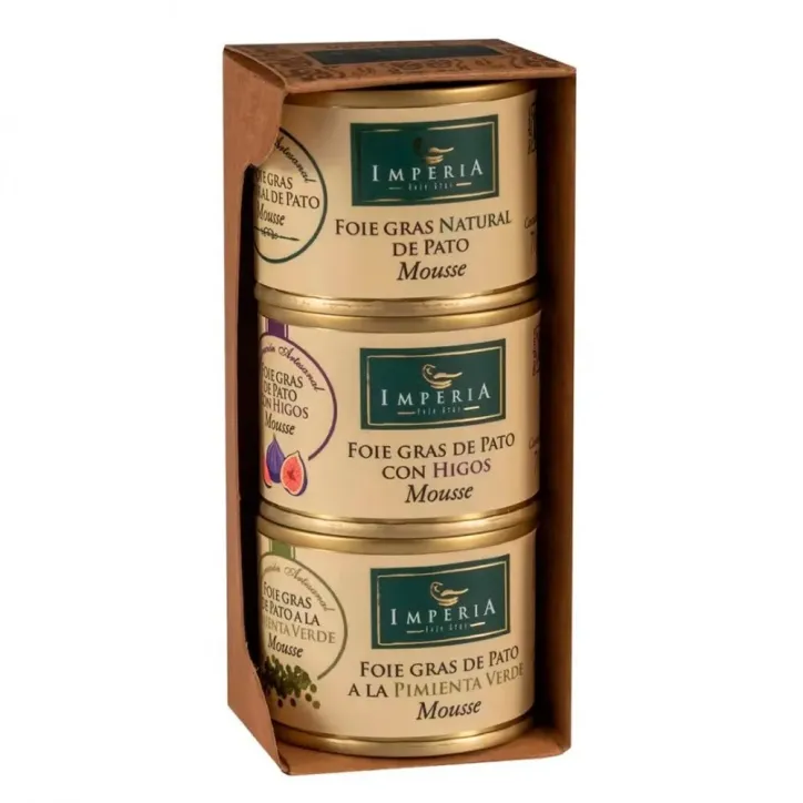 Imperia Pack 3 Mousses de Foie Gras de Pato: Natural, Pimienta, Higos