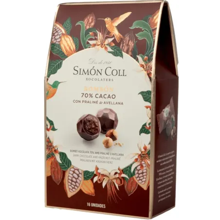 Bombones Simon Coll de Praline Avellanas y Chocolate 70% cacao Estuche 144g