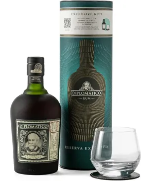 Ron Diplomatico Rva Esclusiva Canister posavasos piel y vaso