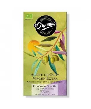 Choco Late Organiko Negro 56% con Aceite de Oliva 70gr.