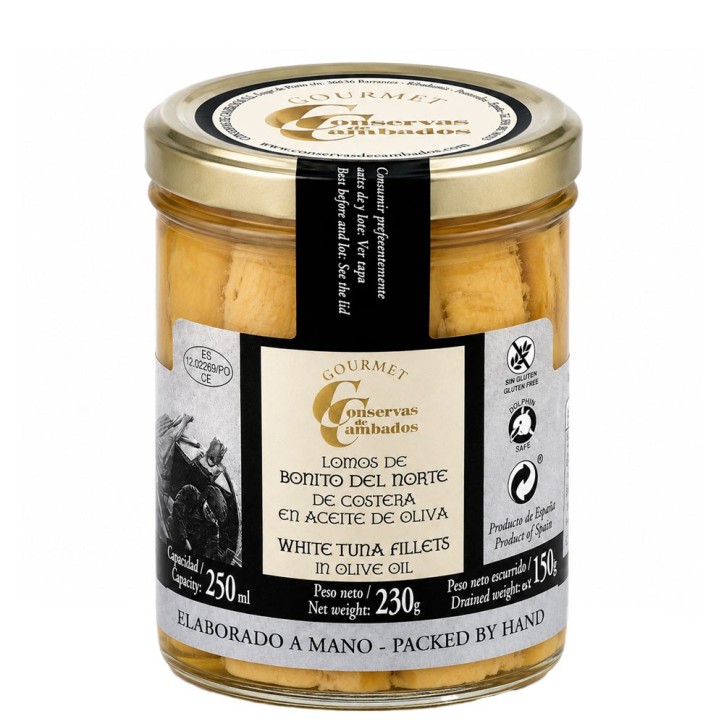 Lomos de Bonito del Norte de Costera en Aceite de Oliva Conservas de Cambados Tarro de 250ml