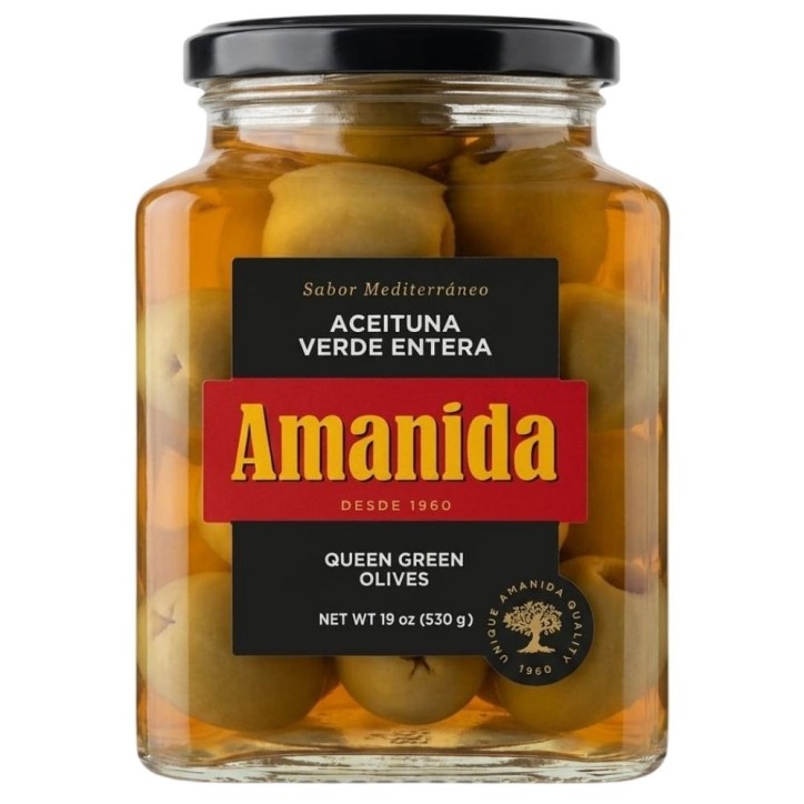 Aceituna Verde Entera Tarro Cuadrado Amanida 580ml